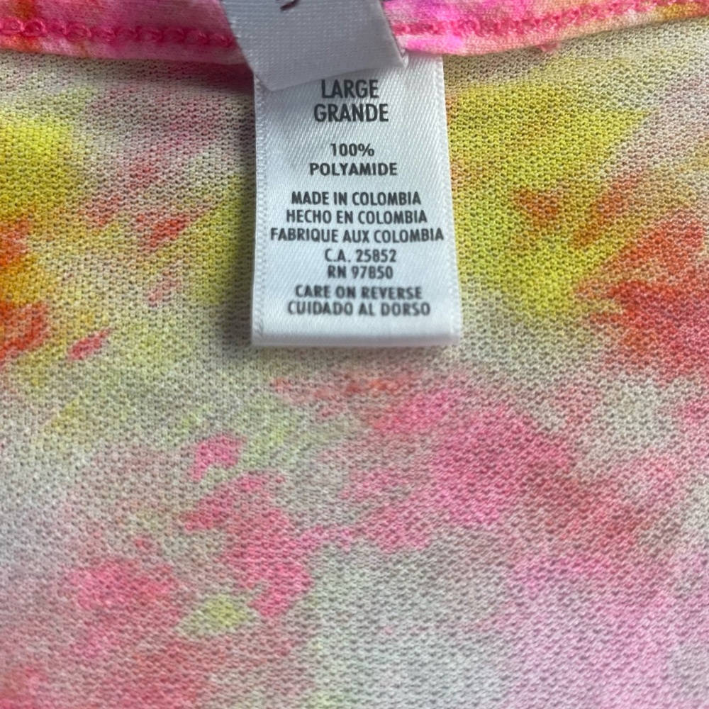 Luli Fama Vibrant Summer Beach Colorful Tie-Dye V-neck Adjustable Flowy Cover Up - Picture 11 of 11